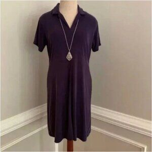 Laura Leigh Ltd. Sport Women's Purple Comfort Stretch Split Neck Dress Medium